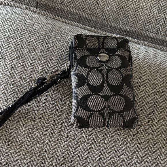 Coach Black and Gray Signature Wristlet - Picture 1 of 3